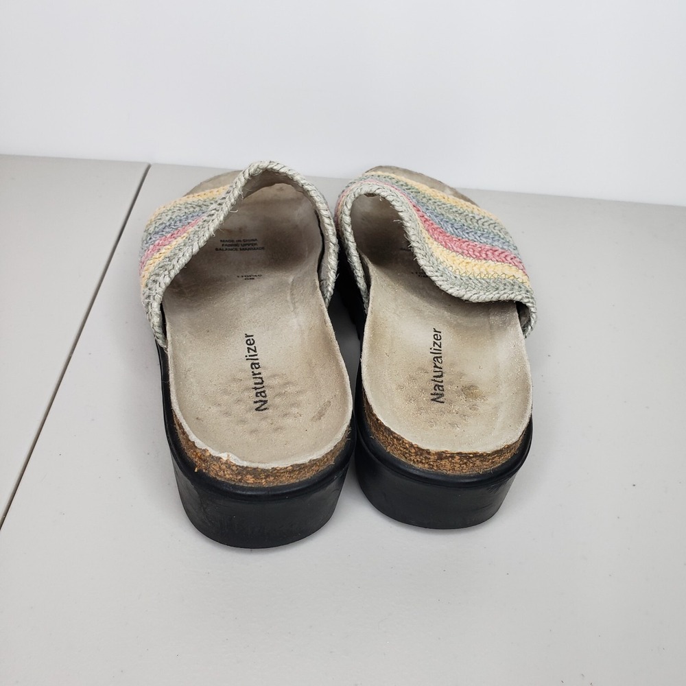 Naturalizer Slide Sandals Women's Size 6M Multicolor Rainbow Striped Boho Wedge - Picture 3 of 8